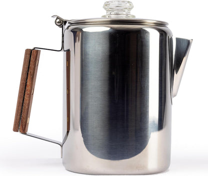 Ready Hour 9 Cup Stainless Steel Coffee Pot | Stovetop Percolator | Coffee Maker for Everyday Use, Camping Trips, and Off-Grid Preparedness