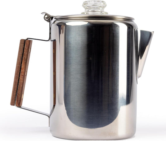 Ready Hour 9 Cup Stainless Steel Coffee Pot | Stovetop Percolator | Coffee Maker for Everyday Use, Camping Trips, and Off-Grid Preparedness