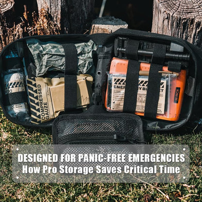 RHINO RESCUE IFAK Trauma Kit with C-A-T Tourniquet for Wound Care, Tactical First Aid Kit Molle Pouch for Military, Combat, Car, Camping, Hiking, Travel (Red)