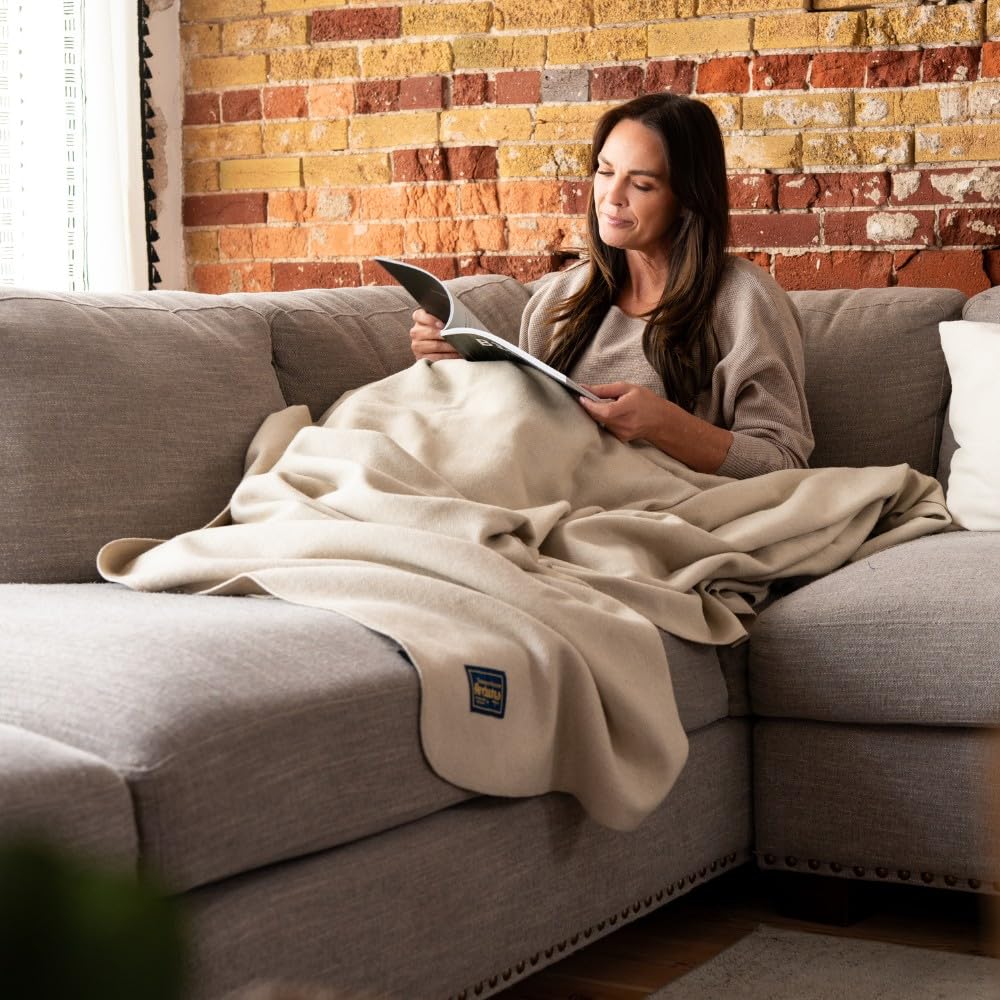 Arcturus Bighorn 100% Virgin Wool Blanket | Heirloom-Quality Wool Bedding for Home & Cabin | Warm, Thick & Durable (Queen Size, Steel Blue)