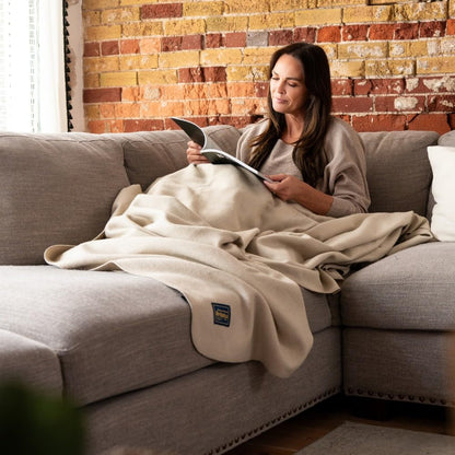 Arcturus Bighorn 100% Virgin Wool Blanket | Heirloom-Quality Wool Bedding for Home & Cabin | Warm, Thick & Durable (Queen Size, Steel Blue)