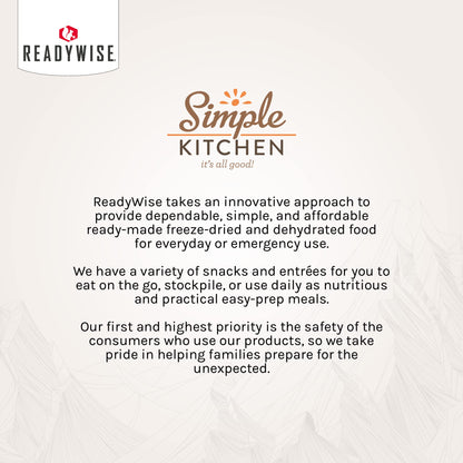 READYWISE - Simple Kitchen, Tomato Basil Soup, 17 Servings, MRE, Gluten Free, & Vegetarian, Food, Soup Mix, for Events, Hiking, Emergency Food Supply, Camping Essentials, or Daily Use, 1 Pack