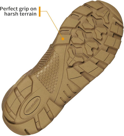 FREE SOLDIER Men's Waterproof Hiking Boots Tactical Work Boots Outdoor Lightweight Military Boots(Brown, US 11.5W)