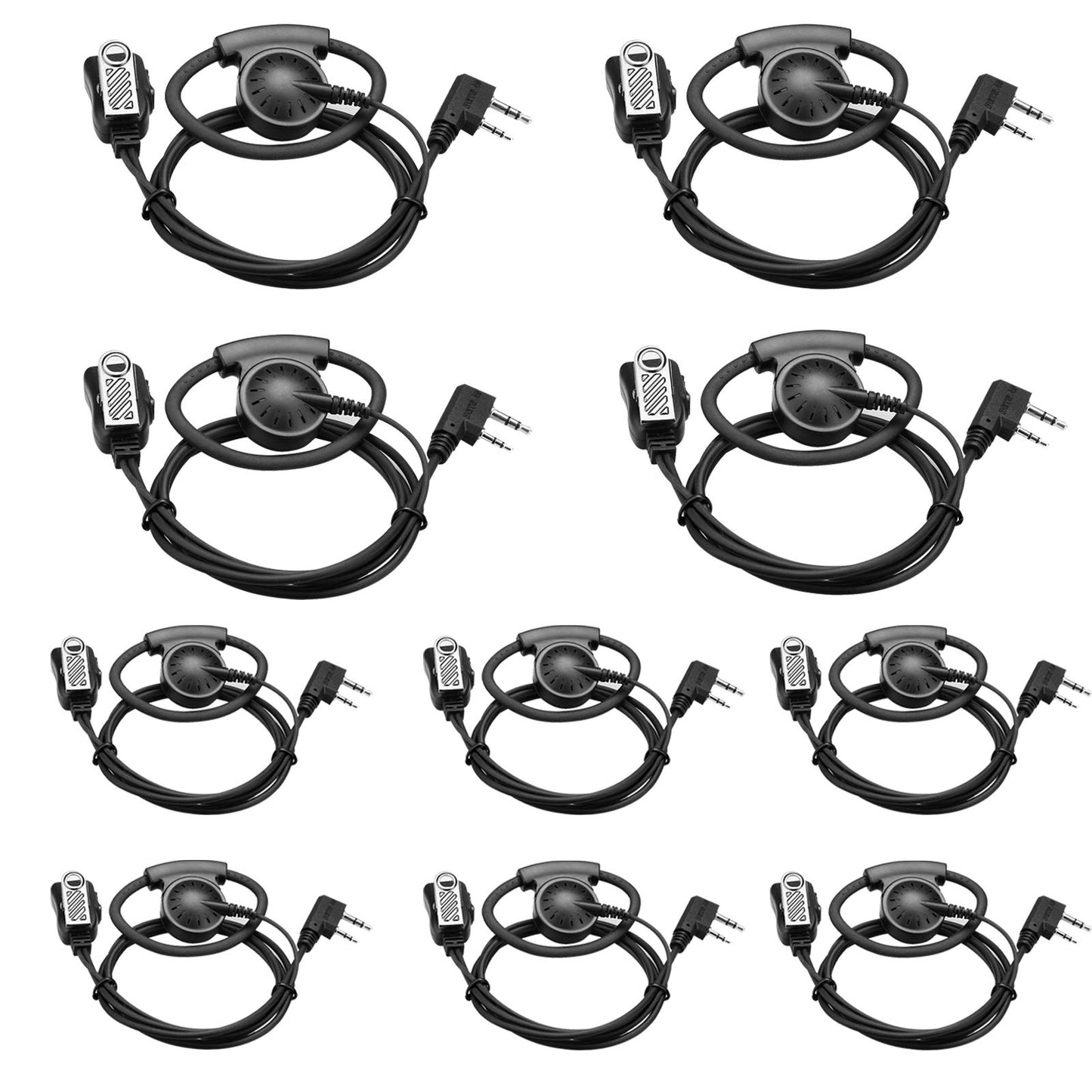 Retevis Case of 10, Two Way Radio Earpiece with Mic Single Wire Earhook Headset for RT22 RT21 RT68 RT68H H777 H777H RT86A RT86S, Compatible with Pxton Baofeng BF-888S BF-T26 Kenwood Walkie Talkies