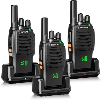 Retevis H-777 Walkie Talkies Rechargeable, 2 Way Radios Long Range, Portable FRS Two-Way Radios, Short Antenna, LED Flashlight, for Adults Family Outdoor (3 Pack)