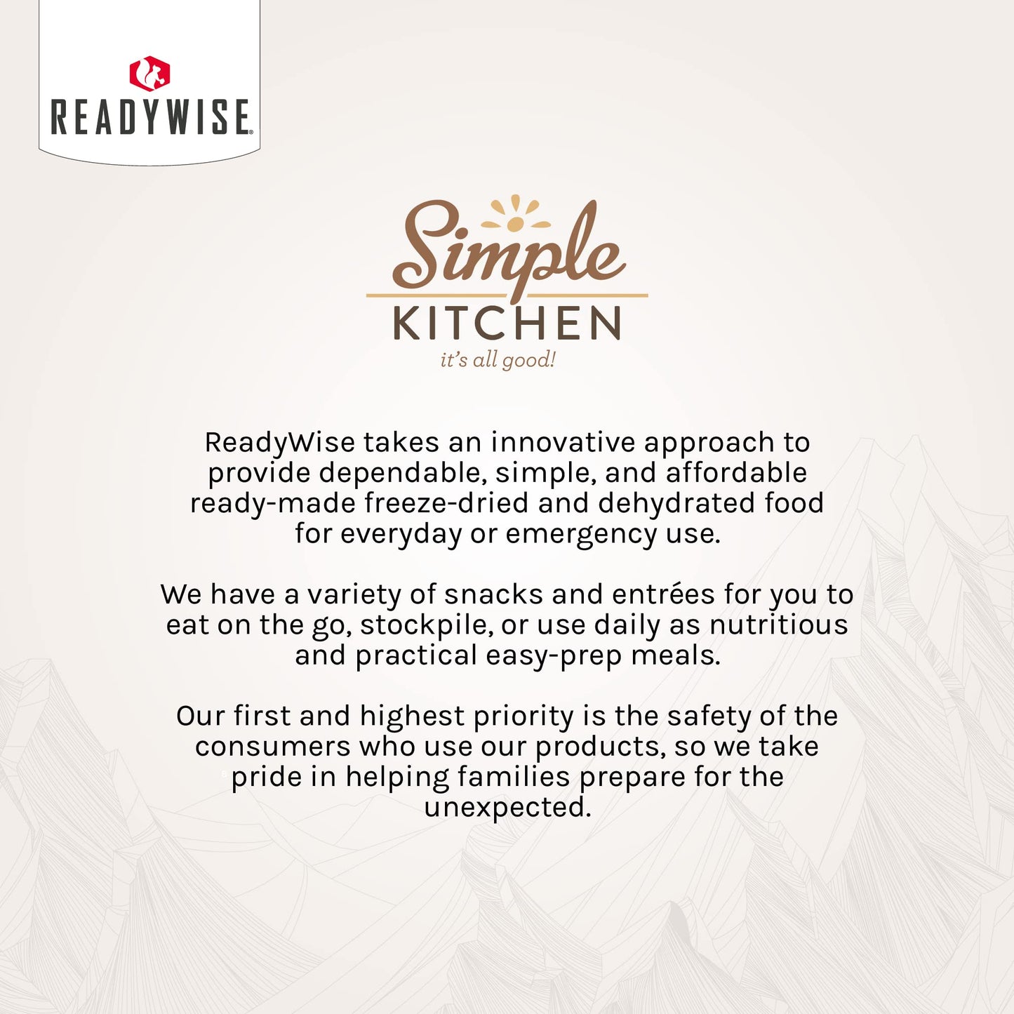 READYWISE - Simple Kitchen, Tomato Basil Soup, 17 Servings, MRE, Gluten Free, & Vegetarian, Food, Soup Mix, for Events, Hiking, Emergency Food Supply, Camping Essentials, or Daily Use, 1 Pack