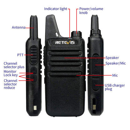Retevis RT22 Walkie Talkies Rechargeable Hands Free 2 Way Radios Two-Way Radio(6 Pack) with 6 Way Multi Gang Charger