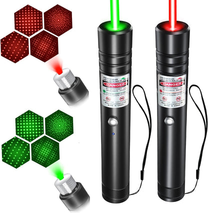MIPREZT [2 Packs Green+Red] Rechargeable Laser Pointer High Power Green Red Beam Laser Light Long Distance Range for TV/LED/LCD Screens Tactical Flashlights Presentation Office/Outdoors/Astronomic