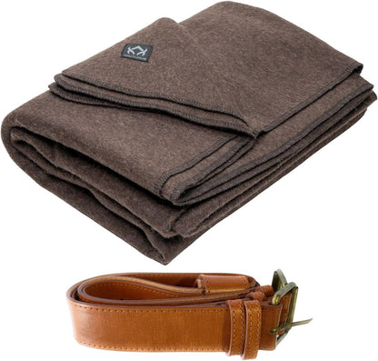 Arcturus Bundle Chocolate Wool Blanket and Vegan Leather Strap Bundle