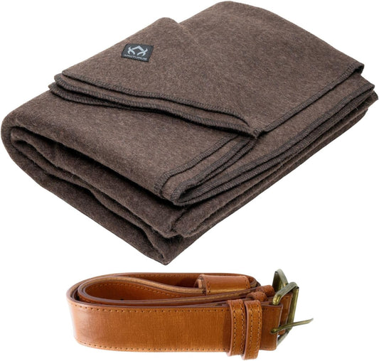 Arcturus Bundle Chocolate Wool Blanket and Vegan Leather Strap Bundle