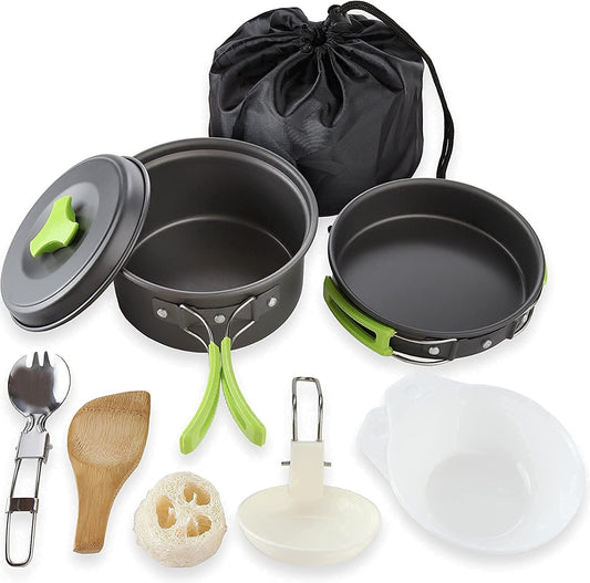 MalloMe 3 Liter Camping Cookware Mess Kit & Camping Stove Bundle…