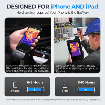 TOPDON TC002C Thermal Camera, 512 x 384 Super Resolution, 256 x 192 IR Resolution, Thermal Imager for iPhone 17/16/15 Series & iPads with Type-C Port, -4°F~1022°F Temp Range, Upgraded Version of TC002