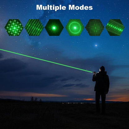 Damflew Green Laser Pointer High Power - Long Range Rechargeable Laser Beam, USB-A Charging for Hiking, Presentations & Outdoor Use (Professional-Grade Green Light)