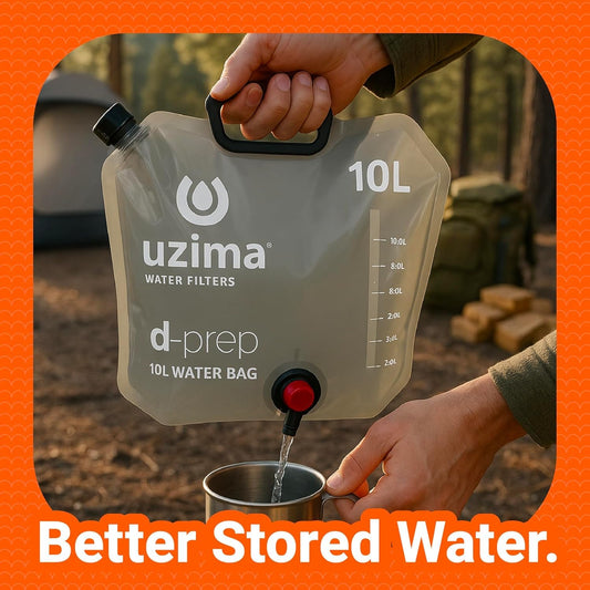 Uzima D-Prep Emergency Water Bag – 10L Collapsible Water Storage for Camping, Hiking, Survival, and Disaster Kits – Portable Water Storage Container