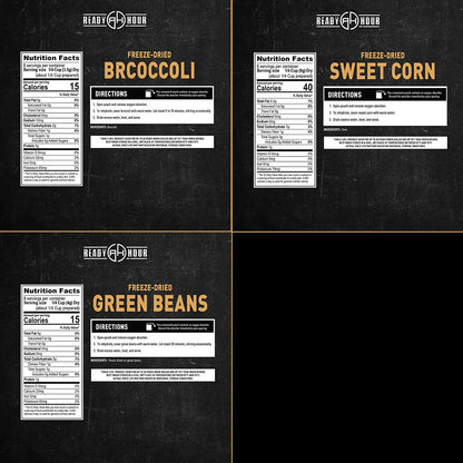 Ready Hour, Fruit & Veggie Mix, Non-Perishable Freeze-Dried Food, 30-Year Shelf Life, Portable Emergency and Adventure Food Supply, Durable Flood Safe Container, 56 Servings