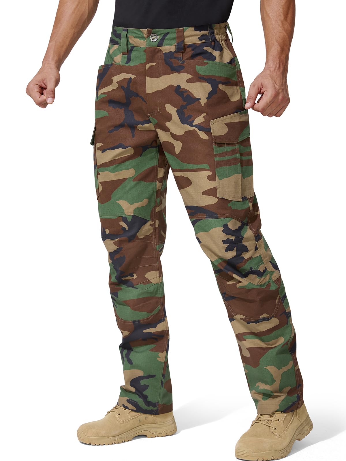 FREE SOLDIER Men's Tactical Pants Water Resistant Ripstop Cargo Work Lightweight EDC Hiking Pants with Multi Pockets