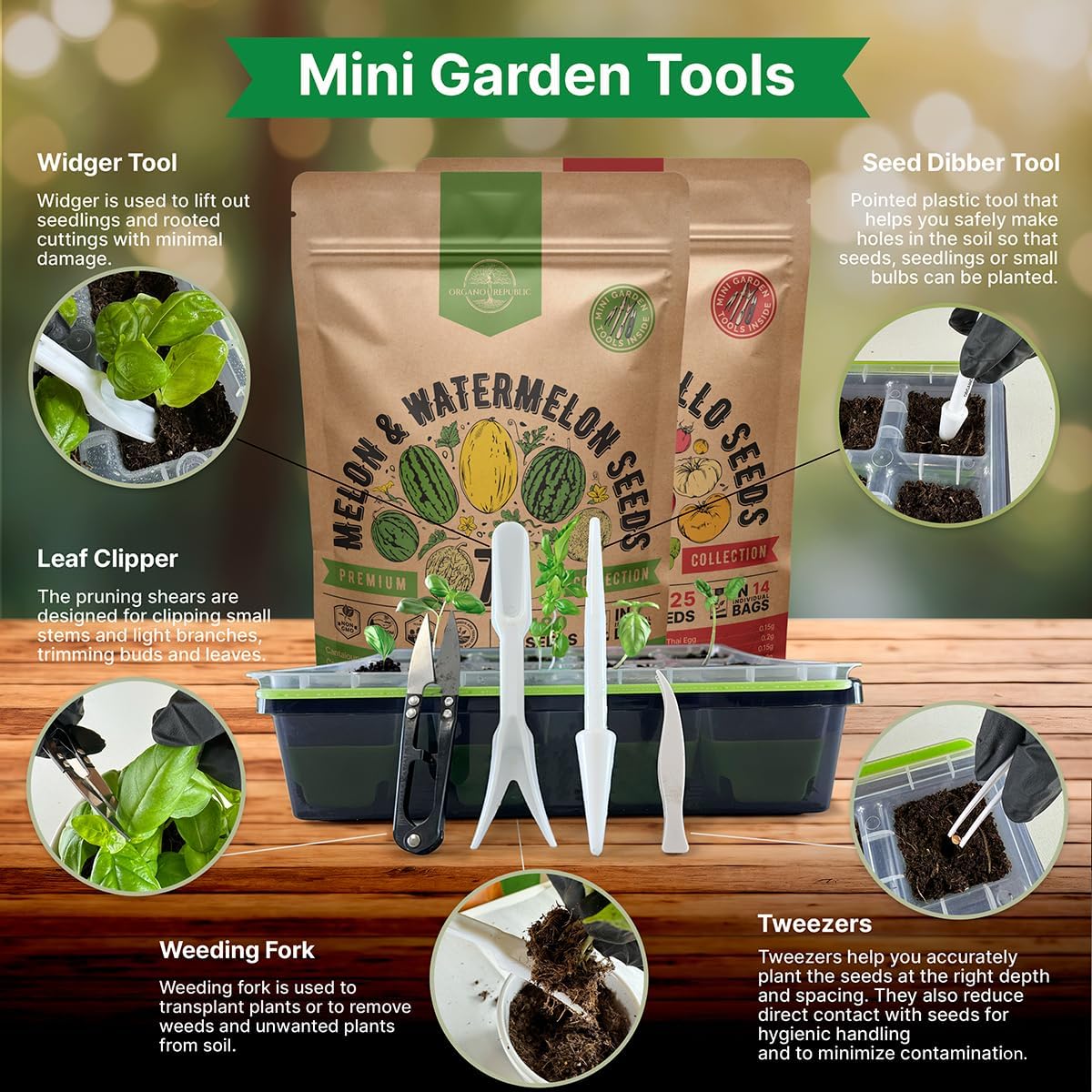 Organo Republic 7 Melon Seeds and 14 Tomato Seeds Variety Pack Bundle, 1,025+ Non-GMO Heirloom Garden Seeds for Planting Melons and Tomatoes for Indoor & Outdoor Gardening