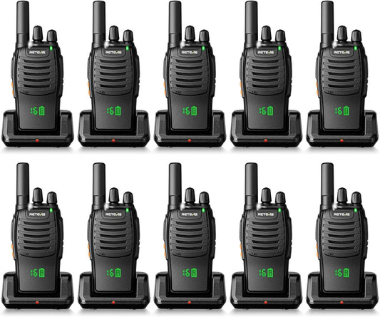 Retevis H-777 2 Way Radios, Walkie Talkies for Adults, Rechargeable Long Range Two Way Radio, Shock Resistant, Short Antenna for Business Education(10 Pack)