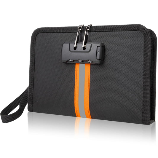 Fireproof Money Bag,Money Bag with Lock and Zipper,Safe Fireproof Waterproof,Suitable for Cash, Mobile Phones, Keys, Credit Cards