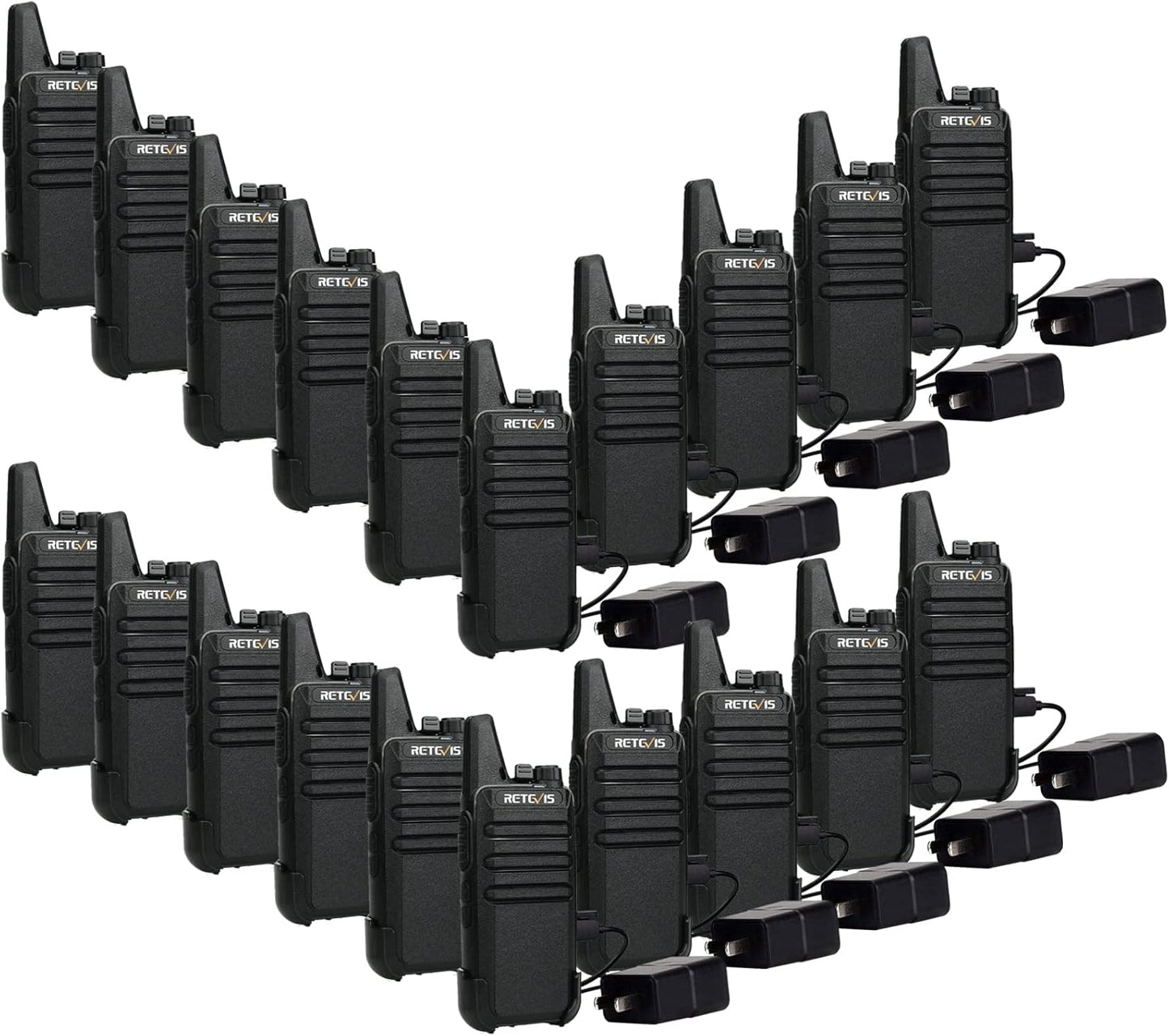 Retevis RT22 Walkie Talkies Mini, Rechargeable Two Way Radio Long Range, 2 Way Radio Small, Portable VOX, for Business Commercial Work School Church Restaurant (20 Pack,Black)