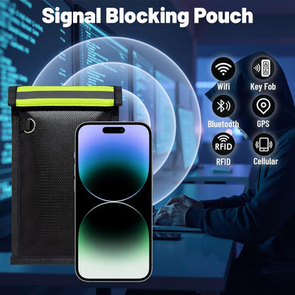 2 Pack Faraday Bags for Phones & Car Keys, Anti-Tracking Anti-Theft Signal Blocking Pouch, Faraday Key Fob Protector