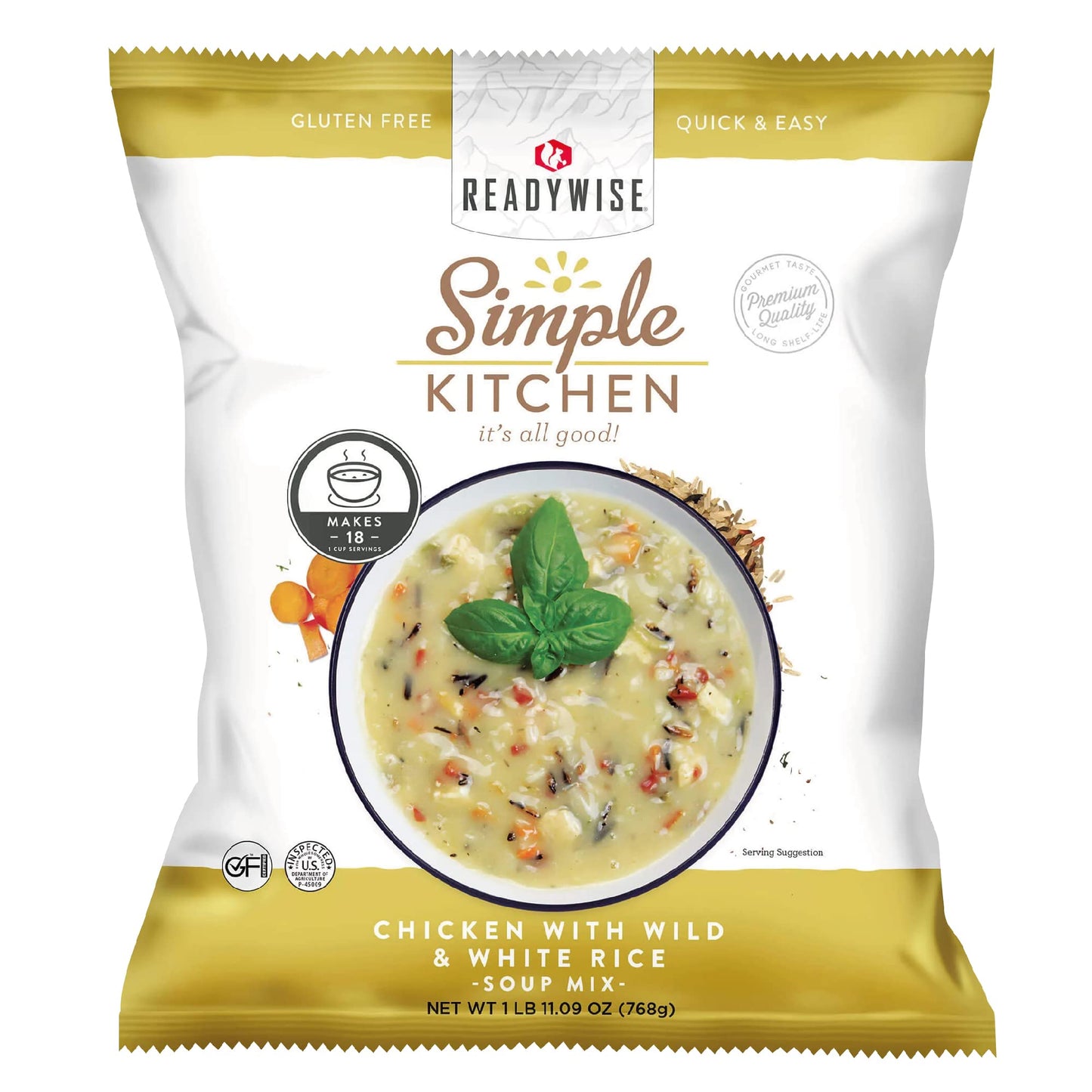 READYWISE - Simple Kitchen, Tomato Basil Soup, 17 Servings, MRE, Gluten Free, & Vegetarian, Food, Soup Mix, for Events, Hiking, Emergency Food Supply, Camping Essentials, or Daily Use, 1 Pack