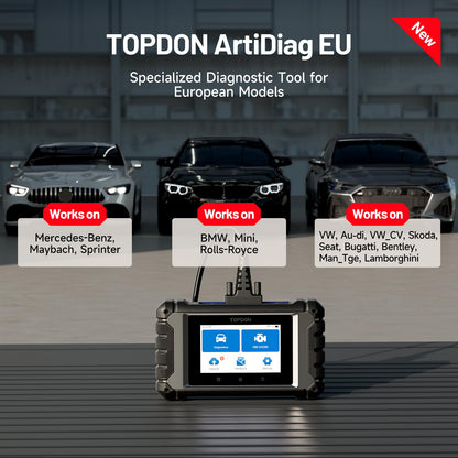 TOPDON ArtiDiag EU Bi-Directional Scanner, Full-System Diagnostic Tool for Mercedes-Benz, BMW, V.A.G Group, ECU Online Coding, All Service Functions, Active Test, V.A.G Guidance, Lifetime Free Update