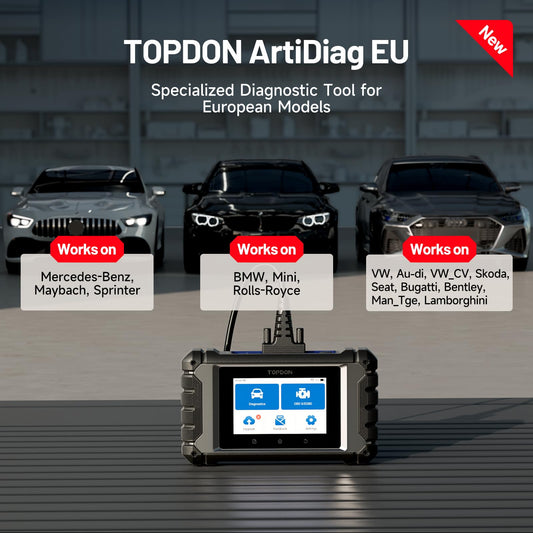 TOPDON ArtiDiag EU Bi-Directional Scanner, Full-System Diagnostic Tool for Mercedes-Benz, BMW, V.A.G Group, ECU Online Coding, All Service Functions, Active Test, V.A.G Guidance, Lifetime Free Update