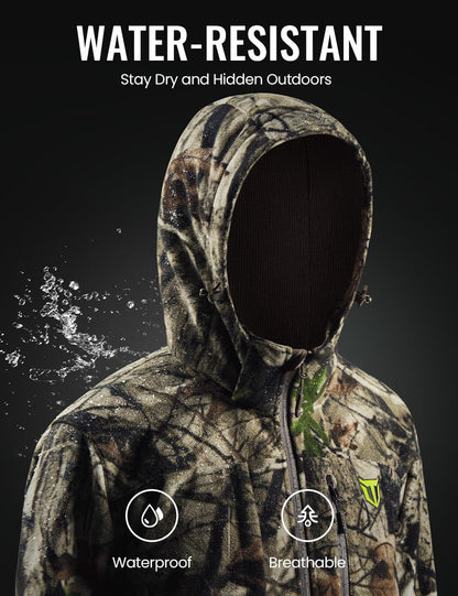 TIDEWE Hunting Clothes for Men, Silent Water Resistant Hunting Jackets and Bibs, Next Camo G2
