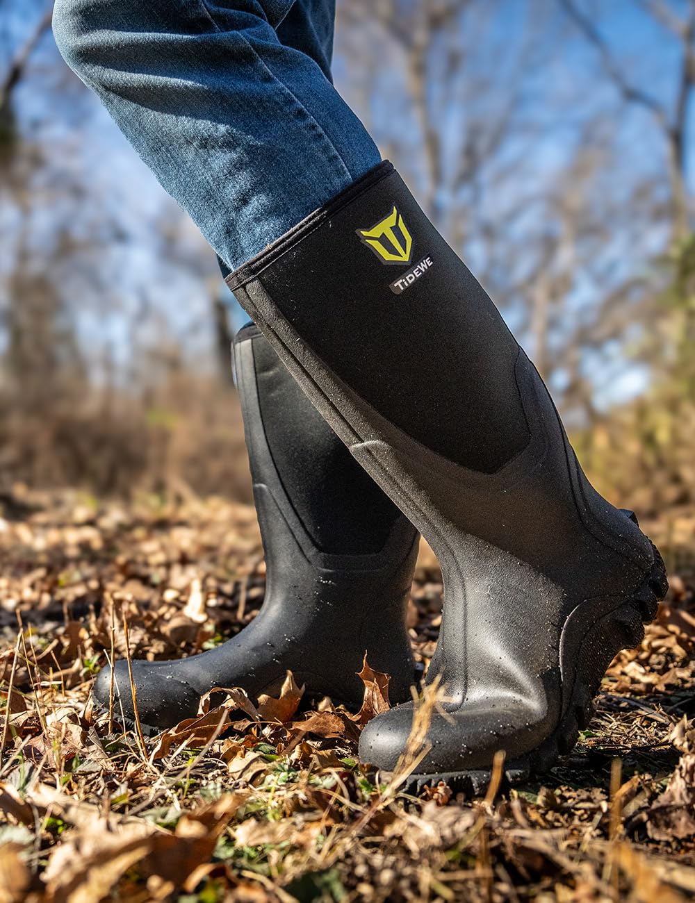 TIDEWE Rubber Boots for Men Multi-Season, Waterproof Rain Boots with Steel Shank, 6mm Neoprene Sturdy Rubber Outdoor Hunting Boots (Black, Brown, Next Camo G2)