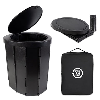 72 HRS Portable Collapsible Camp Toilet - Extra Large, Lightweight & Sturdy (With 12 Toilet Bags)