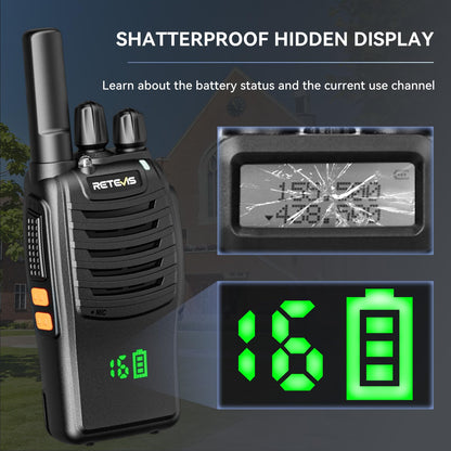 Retevis H-777 2 Way Radios, Walkie Talkies for Adults, Rechargeable Long Range Two Way Radio, Shock Resistant, Short Antenna for Business Education(10 Pack)