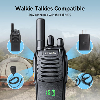 Retevis H-777 Walkie Talkies Rechargeable, 2 Way Radios Long Range, Portable FRS Two-Way Radios, Short Antenna, LED Flashlight, for Adults Family Outdoor (3 Pack)