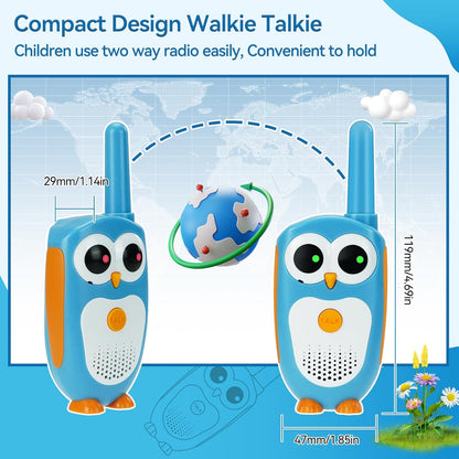 Retevis RT30 Kids Walkie Talkies, Toddler Toys for 4-6 Year Old Boys Girls, Small Owl Toy Walkie Talkie for Kids, Easy to Use, LED Eyes, Christmas Holiday Toy Gifts, Indoor Role Play(Blue,2 Pack)