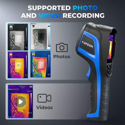 TOPDON TC004 Thermal Imaging Camera, 320 x 240 TISR Resolution, 256 x 192 IR High Resolution, 12-Hour Battery Life Handheld Infrared Camera with PC Analysis and Video Recording Supported, 32GB SD Card