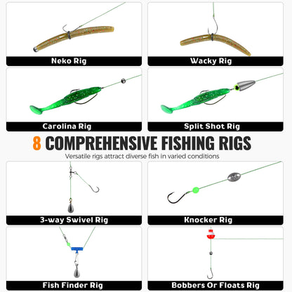 PLUSINNO 253/387pcs Fishing Gear Accessories Kit, Fishing Tackle Box with Tackle Included, Fishing Hooks, Fishing Weights Sinkers, Spinner Blade, Fishing Equipment for Bass Trout Bluegill Crappie