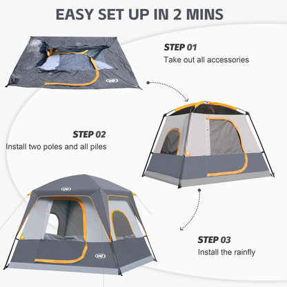 UNP 2/4/6/8 Person Tent, Portable Cabin Tent, Camping Tent 4-Person Easy Set Up, Waterproof with Top Rainfly for Outdoor Camping/Hiking | Easy Set Up, Waterproof, Top Rainfly