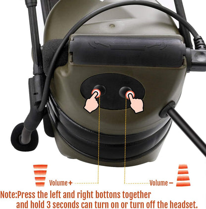 Retevis EHK007 Tactical Headset,Hunting & Shooting Earmuffs with Mic, Sound Amplification, Noise Reduction Walkie Talkie Headset, Compatible with Baofeng UV-5R BF-F8HP PRO AR-5RM RT22 RT86 B3H(1 Pack)