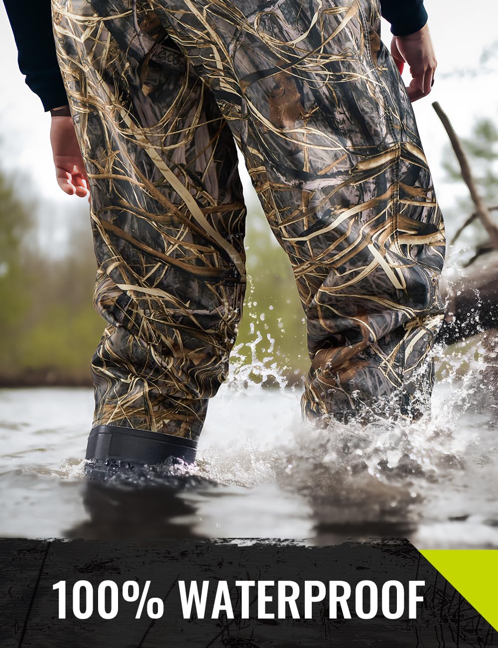 TIDEWE Bootfoot Chest Wader, 2-Ply Nylon/PVC Waterproof Fishing Hunting Waders with Boot Hanger for Men Women Green Brown