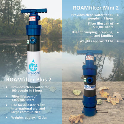 ROAMfilter Plus - Portable Water Filter System - Hiking & Backpacking Water Purifier Pump with Inline Capability for Camping & Emergency, Long Lifespan, no Electricity Required