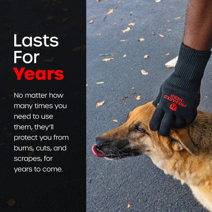 Fireproof Gloves by Prepared Hero - 1 Pack - Resistant Up to 1472 Degrees - Cut Resistant, BBQ Gloves - Grill Gloves - Fire Protection Gloves - Heat Resistant Gloves - Heat Gloves for Grilling & BBQ