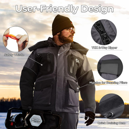 Piscifun Ice Fishing Jacket, Floating Waterproof Ice Fishing Coat, Insulated Jacket for Cold Weather Conditions