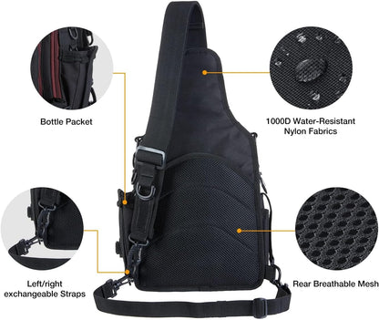 Piscifun Fishing Backpack with Rod Holder, Lightweight Sling Bag Storge Gear and Equipment