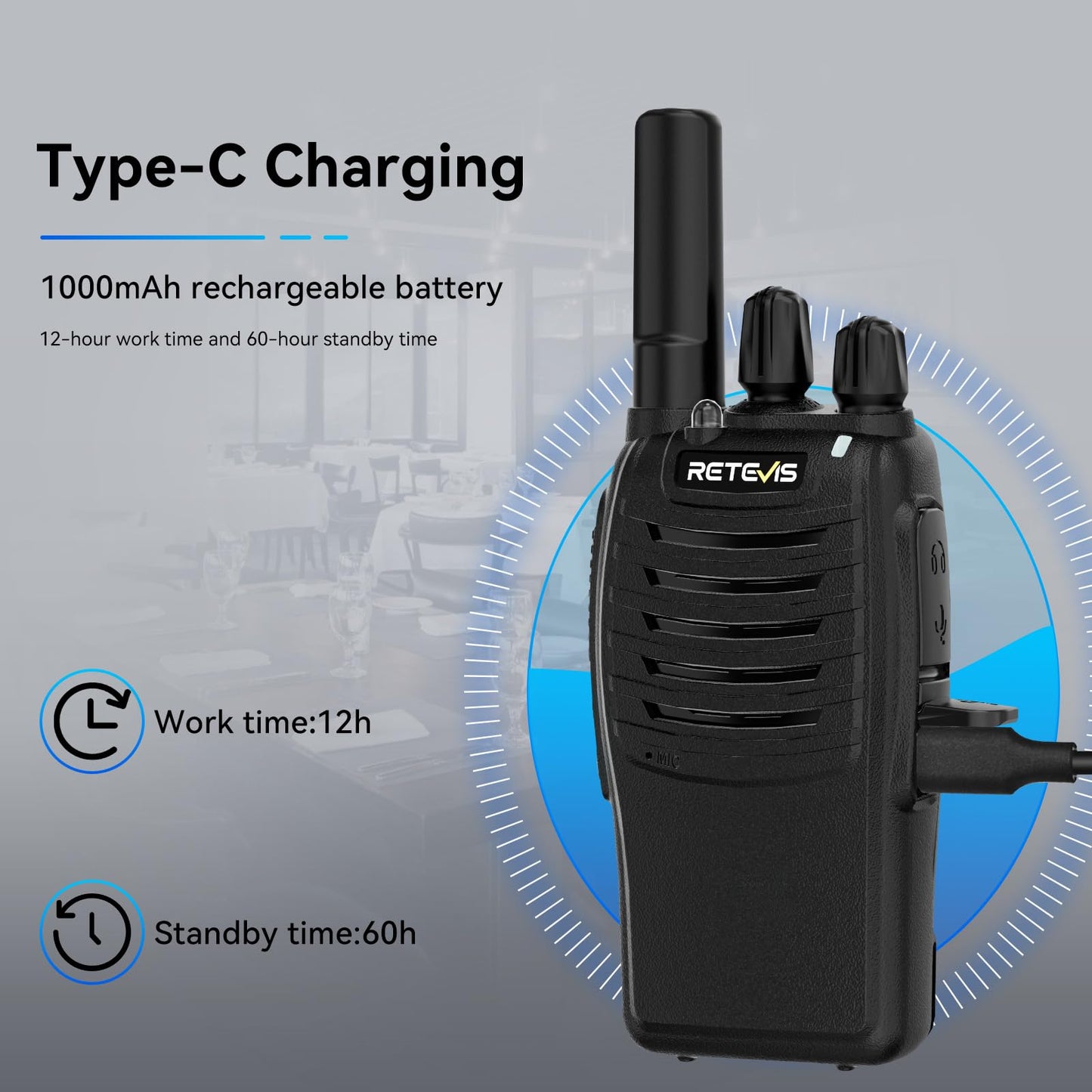 Case of 6,Retevis H-777 Walkie Talkies for Adults Long Range, Rechargeable Two-Way Radios,with 6-Way Multi Unit Charger,Flashlight Handheld Business 2 Way Radios