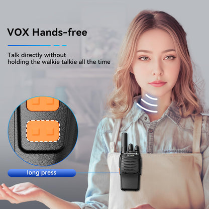 Case of 6,Retevis H-777 Walkie Talkies for Adults Long Range, Rechargeable Two-Way Radios,with 6-Way Multi Unit Charger,Flashlight Handheld Business 2 Way Radios