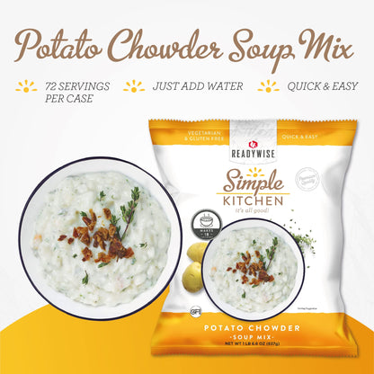 READYWISE - Simple Kitchen, Tomato Basil Soup, 17 Servings, MRE, Gluten Free, & Vegetarian, Food, Soup Mix, for Events, Hiking, Emergency Food Supply, Camping Essentials, or Daily Use, 1 Pack