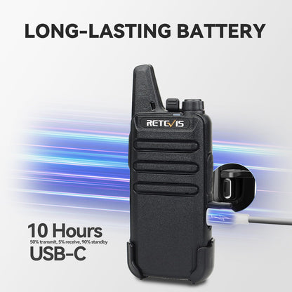 Retevis RT22 Walkie Talkies Rechargeable Hands Free 2 Way Radios Two-Way Radio(6 Pack) with 6 Way Multi Gang Charger