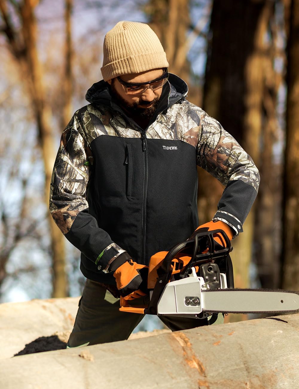 TIDEWE Heated Jackets for Men with Battery Pack, 180G Insulation Work Jackets, Water-resistant Coat (Black, Brown, S-XXXL)