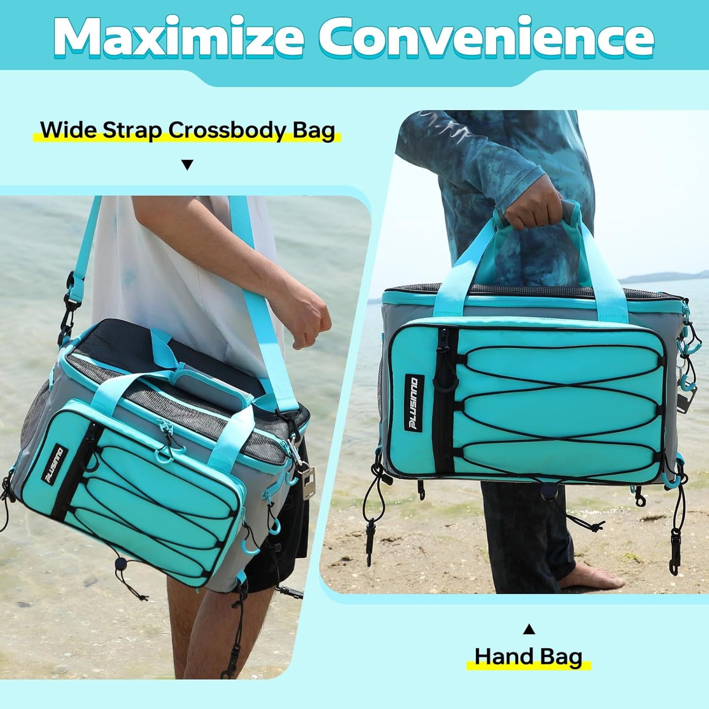 PLUSINNO Paddle Board Cooler, Waterproof SUP Cooler Durable PVC Material, Paddle Board Bag with TPU Zipper, 12-Pocket Fits 42 Cans, Paddle Board Accessories for Beach, Camping, Kayaking