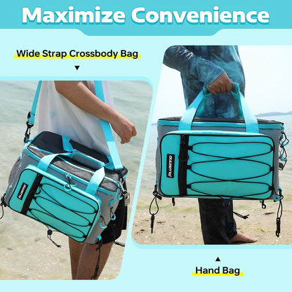 PLUSINNO Paddle Board Cooler, Waterproof SUP Cooler Durable PVC Material, Paddle Board Bag with TPU Zipper, 12-Pocket Fits 42 Cans, Paddle Board Accessories for Beach, Camping, Kayaking